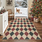 Lahome Christmas Rug, 5x7 Christmas Decor Rugs for Living Dining Room Non Shedding Washable Carpet, Checkered Red and Green Non Slip Stain Resistant Indoor Carpet for Patio Office Xmas Holiday Decor