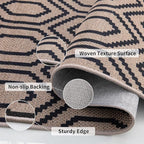 Tangsoo Easy Jute Rug 2x6 Washable Runner Rug for Hallways,Neutral Geometric Thin Non-Slip Indoor Carpet Runner Farmhouse Long Outdoor Rnner Mat for Kitchen Entryway Laundry Bedroom