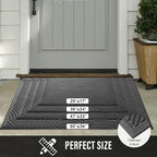Sturdy Front Door Mat, Absorbent Muddy Dirt Resist Welcome Door Mats Outdoor Indoor, Stain and Fade Resistant, Non-Slip Backing Entry Mat Low Profile Doormat for Entryway, 47×32, Grey