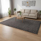 Charcoal Gray 4X6 Jute Rug Braided Construction - Farmhouse Woven Carpet - Mid-Century Modern Floor Covering for Bedside, 4' x 6'