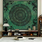 Apdidl Extra Large Green Boho Mandala Tapestry for Bedroom Aesthetic, Hippie Indian Vintage Floral Decor Wall Hanging, Bohemian Ceiling Flower Plants Art Backdrop Wall Tapestries for Dorm Living Room 71"X90"