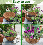 Coco Liners for Planters - 2 Pack 8 Inch Round Hanging Basket Liners, 100% Natural Coconut Fiber Replacement Liners for Hanging Baskets Planters Flowers, Plants, Vegetables (8'' Pack of 2)