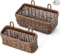AceList Wall Hanging Basket, Boho Style Hand-Woven Hanging Storage Baskets - Set of 2, Ideal for Boho Room Decor, Kitchen, Garden, and Living Room(Brown)