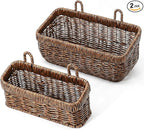 AceList Wall Hanging Basket, Boho Style Hand-Woven Hanging Storage Baskets - Set of 2, Ideal for Boho Room Decor, Kitchen, Garden, and Living Room(Brown)