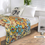 Boho Floral Throw Blanket Vintage Colorful Flowers Bohemian Print Mandala Blanket for Sofa Bed Couch Chair Or Dorm 60"x80"