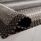 SAFAVIEH Washable Rug Outdoor Braided Collection - 5' Square, Brown & Multi, Handmade & Reversible, Non-Shedding & Easy to Clean, Ideal for Patio, Backyard, Mudroom (BRD308T)