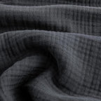 FOSSA Muslin Blanket with Fringe - 4-Layer 100% Cotton Gauze Super Soft & Breathable Throw -Lightweight Decorative Cooling Blanket for Bed, Sofa, Office (Dark Gray, Throw (60" × 50"))