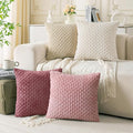 Set of 4 Pink Beige White Decorative Throw Pillow Covers 18x18 Inch Corduroy Pillow Covers for Bed Couch Sofa Living Room Soft Square Cushion Cases