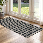 Lahome Elance Striped Easy Jute Runner, 2x6 Kitchen Runner Rug Non Slip Washable Outdoor Rug for Entryway Indoor, Farmhouse Indoor Outdoor Black Carpet for Hallway 6ft Entry Front Door