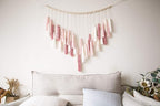 Decocove Macrame Wall Hanging - Large with Wood Beads Bohemian Decor for Bedroom, Living Room and Kitchen Warm Blush Pink 35'' x 36''
