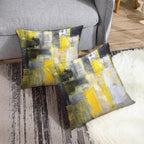Emvency Set of 2 Yellow White and Black Throw Pillow Covers Modern Abstract Painting Decorative Pillow Cases Home Decor Standard Square 24x24 Inches Pillowcases