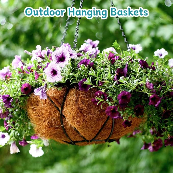 Riare 2 Pack 18 Inch Round Coco Liners Replacement, 100% Natural Coconut Coir Liners for Hanging Baskets, Garden Flower Vegetables Planter Pot, Window Box, Fence, Decks