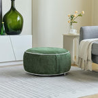 Inflatable Pouf Ottoman, 21x10 Inches Stuffed Chenille Ottoman with Inflatable PVC Liner, Foot Rest with Portable Handle, Round Floor Pillow for Living Room, Bedroom, Kids Room