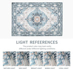 Washable 2×3 Area Rug for Entryway Indoor, Vintage Floral Small Area Rug Soft Non Slip Stain Resistant Boho Carpet for Front Door Dinning Room Kitchen Bedroom Blue/Ivory