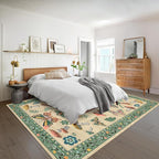 Mushroom 9x12 Rug for Living Room Non Slip Washable 9 X 12 Rug for Bedroom with Rubber Back Soft Low-Pile Stain Resistant Foldable Large Carpet for Nursery Dining Room Khaki Green