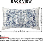 Navy Blue Grey Ethnic Boho Lumbar Pillow Covers 12x20 Inch Bohemian Carpet Pattern Vintage Gray Pillow Cases for Couch Farmhouse Rectangle Rustic Rug Pillow Cases for Bed Patio Outdoor Indoor Set 2