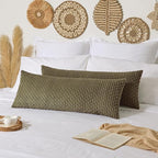 Kevin Textile 14x36 Inch Long Lumbar 1 Pack Boho Decorative Throw Pillow Cover Soft Striped Corduroy Rectangle Cushion Case Farmhouse Solid Color Accent for Living Room Couch Sofa Bed, Olive Green