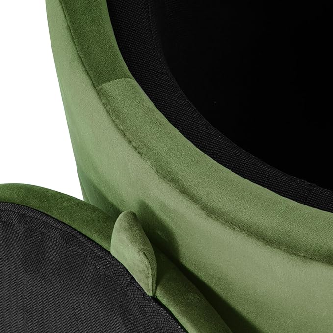 Spatial Order Storage Round Ottoman with Removable Lid (with Hidden Storage) | Spatial Order Home Décor | Upholstered Round Velvet Ottoman – Green Velvet