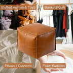 Ottoman Footstool Bean Bag Ottoman Stuffed Animal Storage Bean Bag Leather Bean Bag Chair (No Filler)