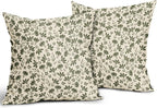 Olive Green Floral Pillow Covers 24x24 Set of 2 Vintage Rustic Old Style Cute Small Flower Green Cream Print Decorative Outdoor Pillowcases Farmhouse Throw Cushion Case Decor for Couch Sofa Bed
