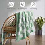 Joiedomi Throw Blanket for Couch, Sage Green Checkered Knitted Blankets Gifts for Women Mom Girls, Cozy Cute Soft Throw Home Room Decor Aesthetic Women Mothers Birthday Gifts 50x60 Inches