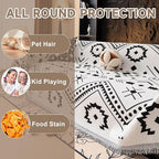 VClife Bohemian Couch Cover Aztec Geometric Chenille Sofa Cover for Sectional Couch - Black and White Zigzag Pattern Sofa Slipcover for 2 Cushion Couch Sofa 71" X 118"