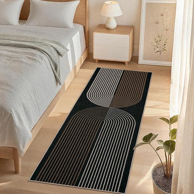 GarveeHome Easy Jute 2x6 Runner Rugs Modern Rainbow Rug for Hallway Kitchen Non Slip Indoor Outdoor Runner Door Mat for Laundry Porch