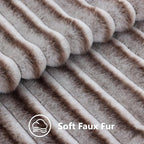 decorUhome Cozy Faux Fur Throw Pillow Covers 18x18 Set of 2 Decorative Soft Plush Striped Modern Farmhouse Boho Couch Pillow Cases with Velvet Back for Sofa Bed Living Room, Brown White