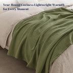 PHF 100% Cotton Muslin Blanket King Size 108"x90", 4-Layer Lightweight Gauze Throw, Breathable Cloud-Soft Minimalist Blanket for Bed, Couch, Camping & Baby, Olive Green, Ideal Gift
