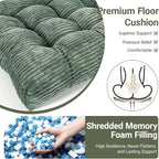 Meditation Floor Pillow Set of 2,Memory Foam Meditation Cushion for Adults Sitting, Large Square Thickened Seat Cushions for Yoga, Tatami Living Room (2, Dark Green)