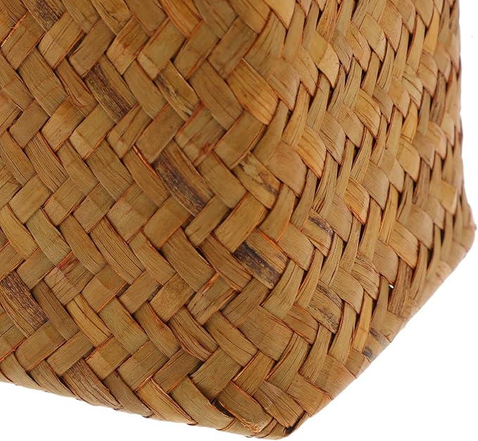 Natural Seaweed Weave Basket Handmade Rattan Vase Tall Plant Holder Container Bamboo Weaving Vase Flower Arranger Dried Flower Boho Home Decoration 11inch A