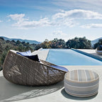 Outdoor/Indoor Inflatable Ottoman Pouf D20 xH9, All Weather Round Footstool with Foot Pump, Water Repellent Portable Footrest with Handle for Patio Garden Camping Travel-Grey Stripe