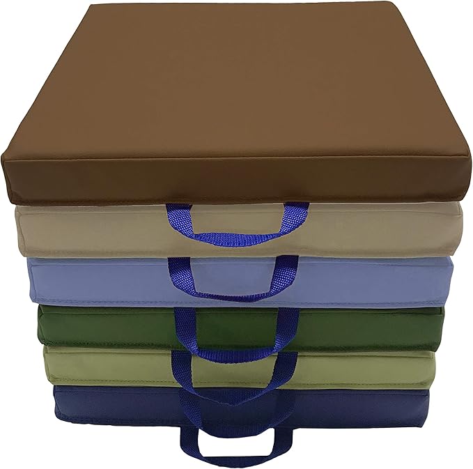 Factory Direct Partners SoftScape 15 inch Square Classroom Floor Cushions with Handles; Flexible Seating for Daycare, Preschool, Playroom; 2 inch Thick Deluxe Foam (6-Piece) - Earthtone, 12228-ET