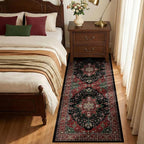 Area Rugs 2'x6' Runner Rug Non Slip Washable for Kitchen Hallway Bedroom Beside Laundry Room Bathroom Rug, Floor Carpet, Red Black