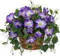 Briful Faux Floral Centerpieces with Rattan Basket Artificial Potted Morning Glory Silk Flowers Fake Flower Arrangement for Home Office Dining Room Table Wedding Party Decor(Purple)