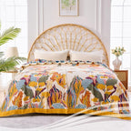 Boho Floral Throw Blanket, 100% Cotton Muslin Ultra Soft Sofa & Couch Cover, Bohemian Home Decor Gauze Quilt (Flower and Butterfly, 60"x80")
