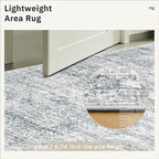 Washable Area Rug 8x12, Large Soft Rugs for Living Room Vintage Grey Carpet 8x12 Area Rugs for Bedroom Dining Room Non-Slip Stain Resistant Under Table Rug