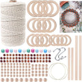 169pcs Macrame Kits for Beginners 3mm x 220yards Natural Cotton Macrame Cord Wall Hanging Kit, Best Macrame Supplies for Macrame Plant Hanger with Wooden Beads,Wooden Rings,Wooden Sticks,S Hooks