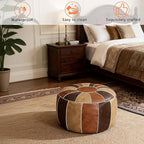 Thgonwid Unstuffed Moroccan Storage Pouf Foot Stool Ottoman Seat Handmade Faux Leather Bean Bag Floor Chair Foot Rest for Living Room, Bedroom or Balcony (Multi Color)
