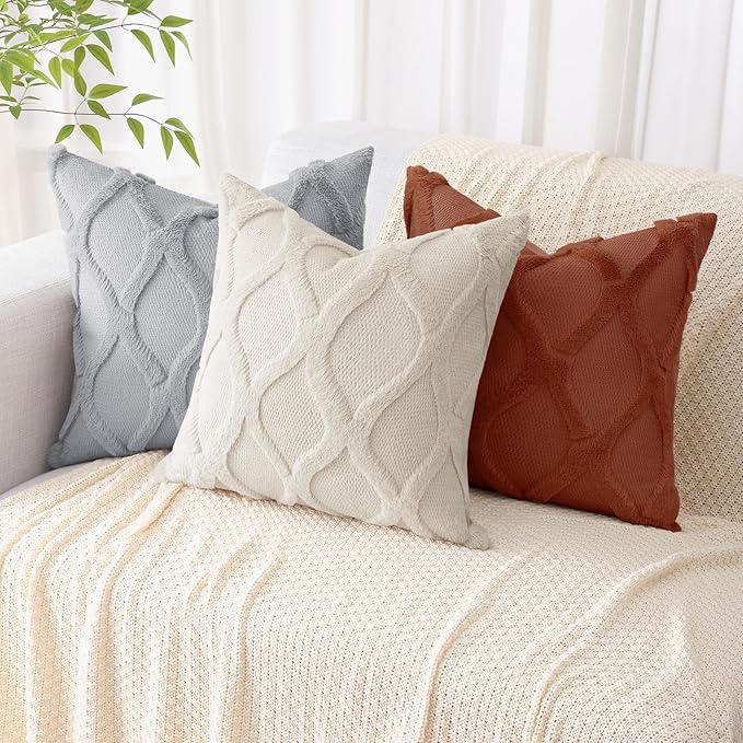 decorUhome Spring Euro Sham Throw Pillow Covers 24x24 Inch Set of 2, Soft Plush Faux Fur Wool Grey Accent Couch Pillow Covers for Modern Farmhouse Bed Sofa Living Room