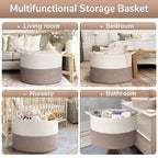 Goodpick 115L Extra Large Blanket Basket, 23.5"x23.5"x15.8" Woven Rope Basket for Storage, Kids Toy Storage for Nusery Room, Mele