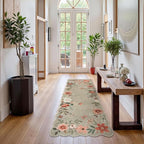 Lahome Floral Kitchen Runner, 2x5 Soft Washable Runner Rug Non Slip, Ultra-Thin Hallway Rug Stain Resistant Boho Carpet for ‎Laundry Bathroom Bedroom Flore (2x5ft,Brown)