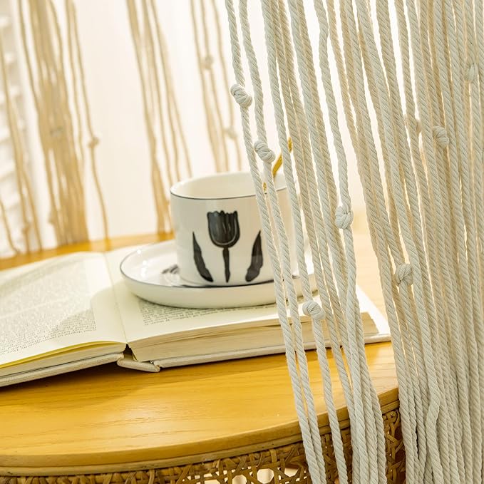 Macrame Bohemian Curtains for Windows Door Curtain Boho Wall Hanging for Doorways Room Dividers Bedroom Decor Wedding Tapestry Living Room Farmhouse Cottage 40x80 inch