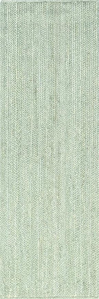 Nuloom Rigo Handmade, Green, 2'6" x 6', Hand Woven, Farmhouse, Jute, Soft and Textured, High Traffic, Stain Resistant, Easy Clean, Durable Area Rug for Bedroom, Living Room, Dining, Den, Foyer