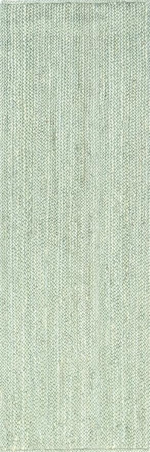 Nuloom Rigo Handmade, Green, 2'6" x 6', Hand Woven, Farmhouse, Jute, Soft and Textured, High Traffic, Stain Resistant, Easy Clean, Durable Area Rug for Bedroom, Living Room, Dining, Den, Foyer