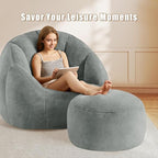 Round Pouf Ottoman Foot Rest, 29 X 18Inch Floor Poufs Footstool, A Round Modern Foam Filled Foot Stool for Living Room, Home, Nursery, Dorm (Grey, 29Inch)