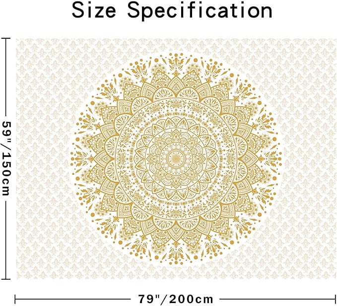 Edeesky White Golden Mandala Tapestry Wall Hanging Psychedelic Medallion Wall Tapestry Aesthetic Indian Hippie Decor Bohemian Art Boho Home Decoration for Bedroom,Living Room,Dorm
