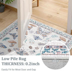 Washable Rug 9x12 Area Rugs for Living Room, Mushroom Insect for Bedroom, 9x12 Rug Non Slip Carpet with Rubber Back, Low Pile Stain Resistant Modern Carpet for Dining Room Dorm, Beige