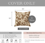 BlissBlush 20x20 Throw Pillow Cover, Square Brown Decorative Cushion Cover for Couch Sofa, Embroidered Velvet Farmhouse Accent Pillowcase (Cover Only)