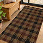 Easy Jute Neutral 3x6 Rugs for Entryway, Buffalo Plaid Outdoor Mat for Front Door, Washable Rugs for Entryway Indoor, Small Living Room, Non Slip Farmhouse Checkered Black and Beige Décor